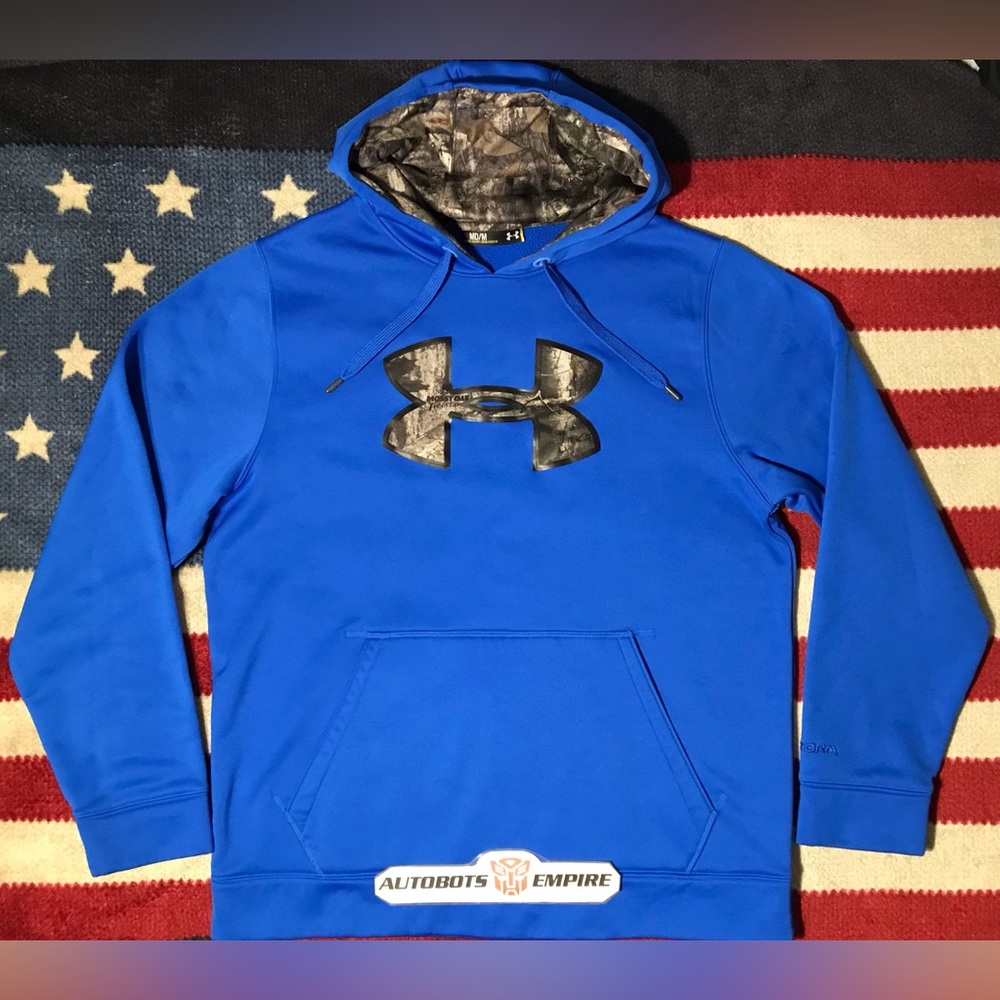 Vintage UNDER ARMOUR STORM Tech TREESTAND MOSSY OAK Hoodie M Max Sb Ovo Nike rlx